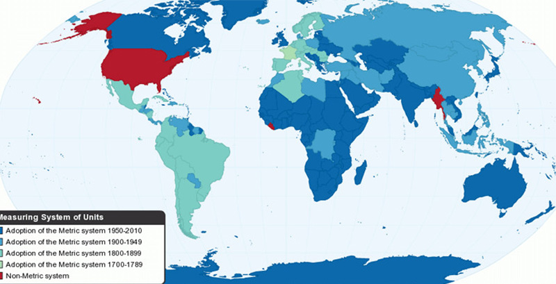 Країни та регіони, де використовуються імперські вимірювання